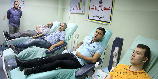 خان يونس- فعاليات مبادرة عائلة الأغا للتبرع بالدم المرحلة الحادية عشر